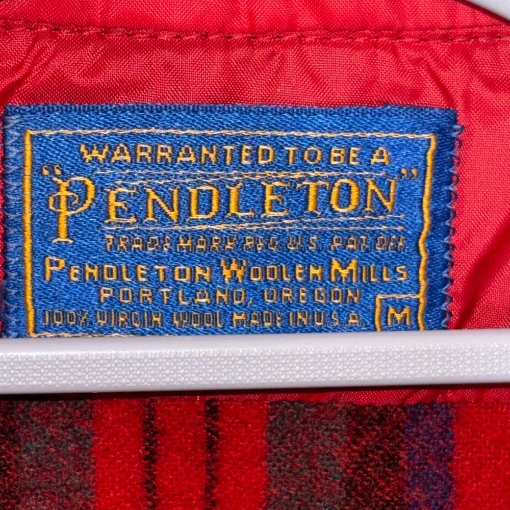 VTG Pendleton Flannel Shirt Mens Medium Red Tartan Plaid Wool Long Sleeve​​​ - Picture 9 of 12